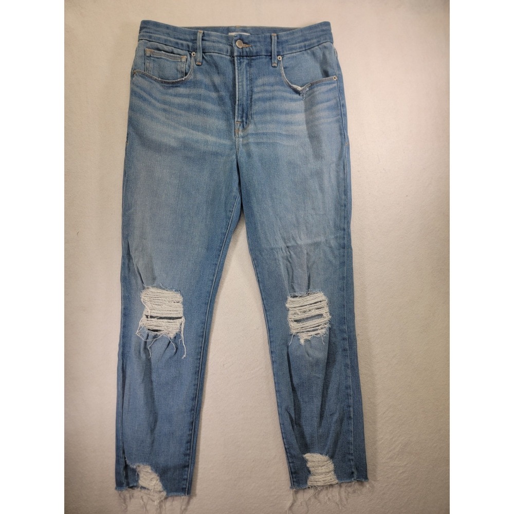 Good American Good Classic Slim Straight Jeans Indigo334 Size 12 High Rise EUC
